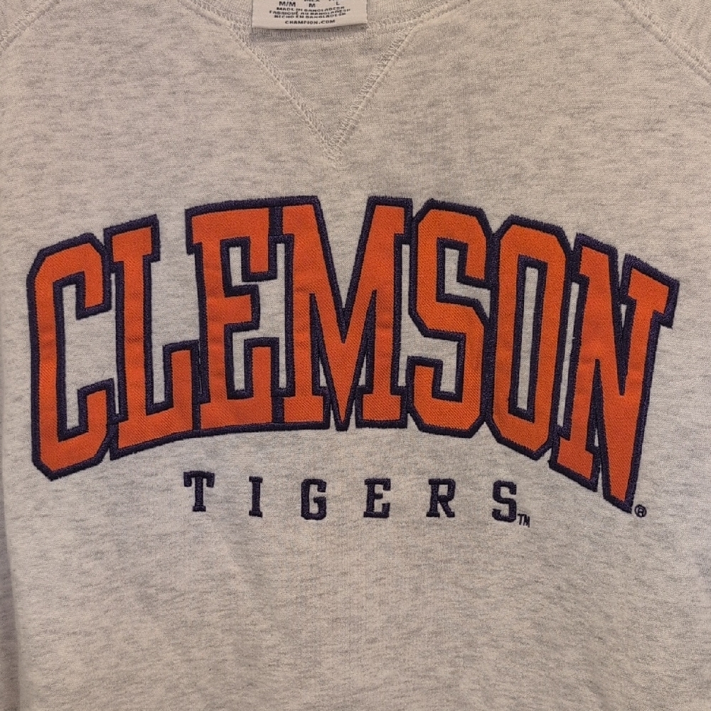 Champion Heather Gray Clemson Crewneck Sweatshirt - Picture 3 of 4